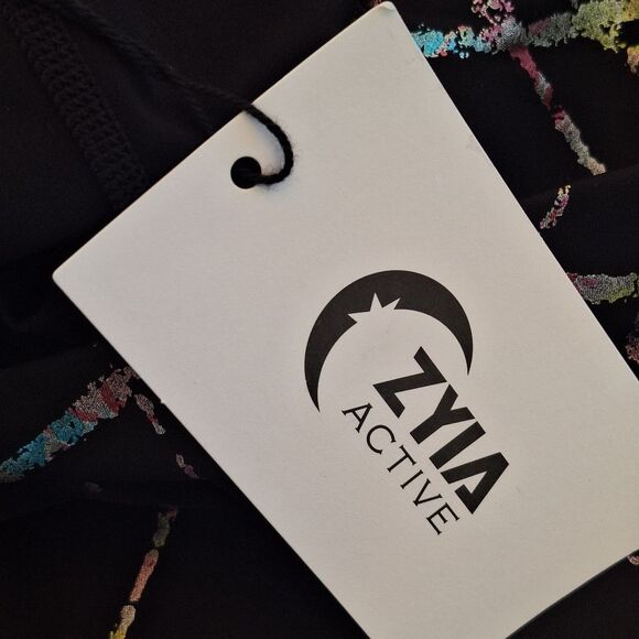 NWT Zyia Abstract Hi Rise 7/8 Active Leggings 24" Metallic Tights Size 6 - 8 - Picture 9 of 12